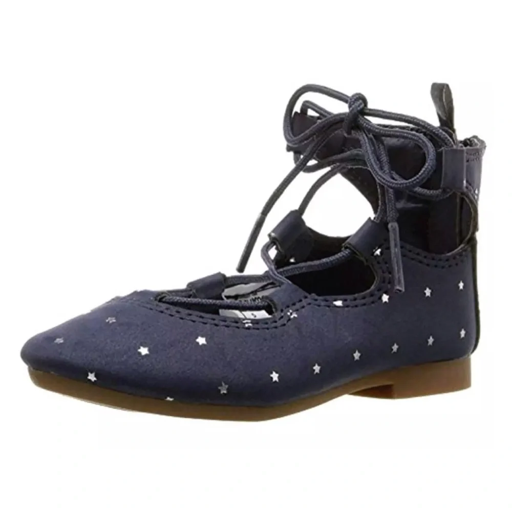 - Osh Kosh Sz 5 Toddler Star Print Navy Lace-Up Flats! NEW!